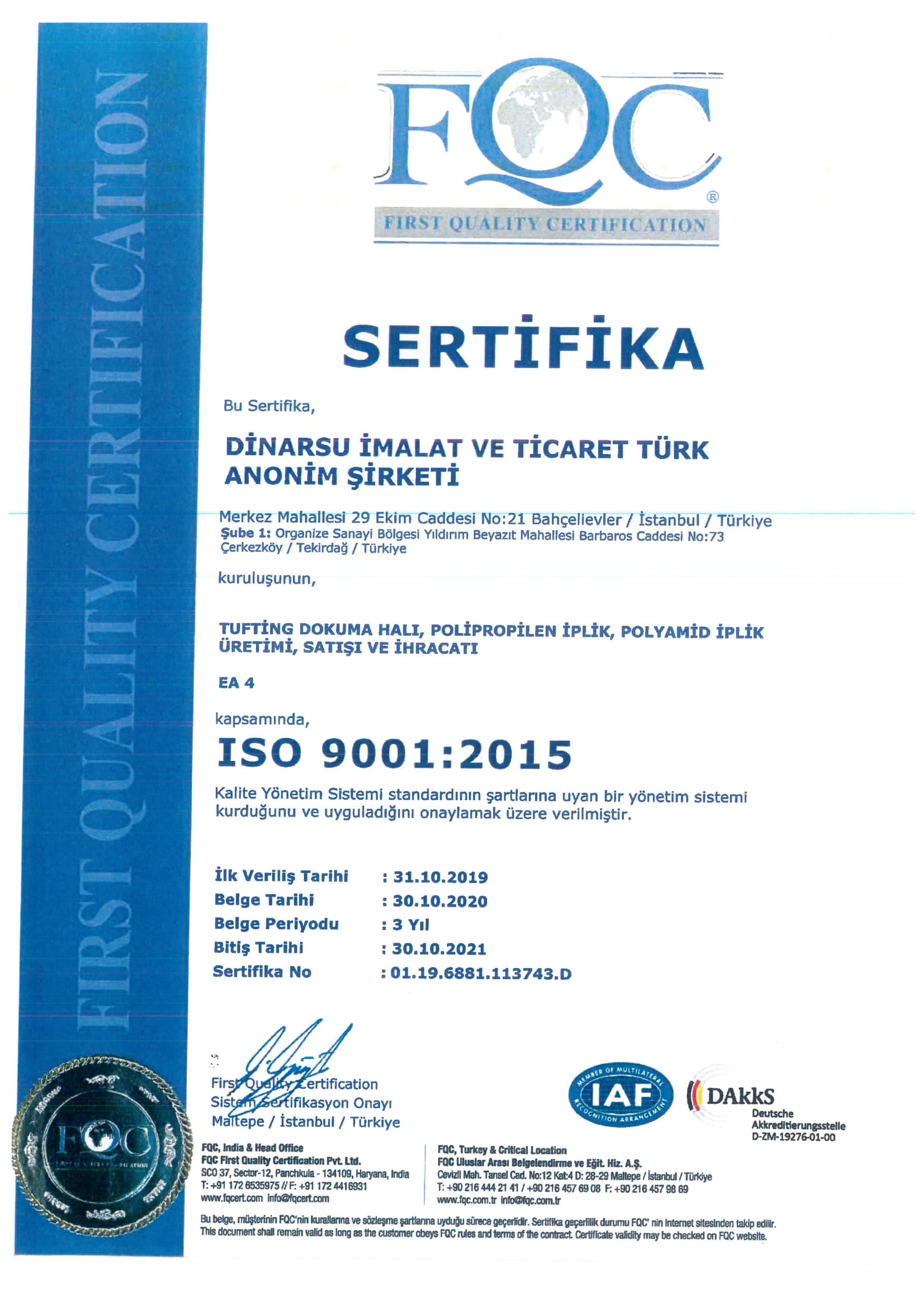 ISO 9001.2015 Sertifika 2021 – 1