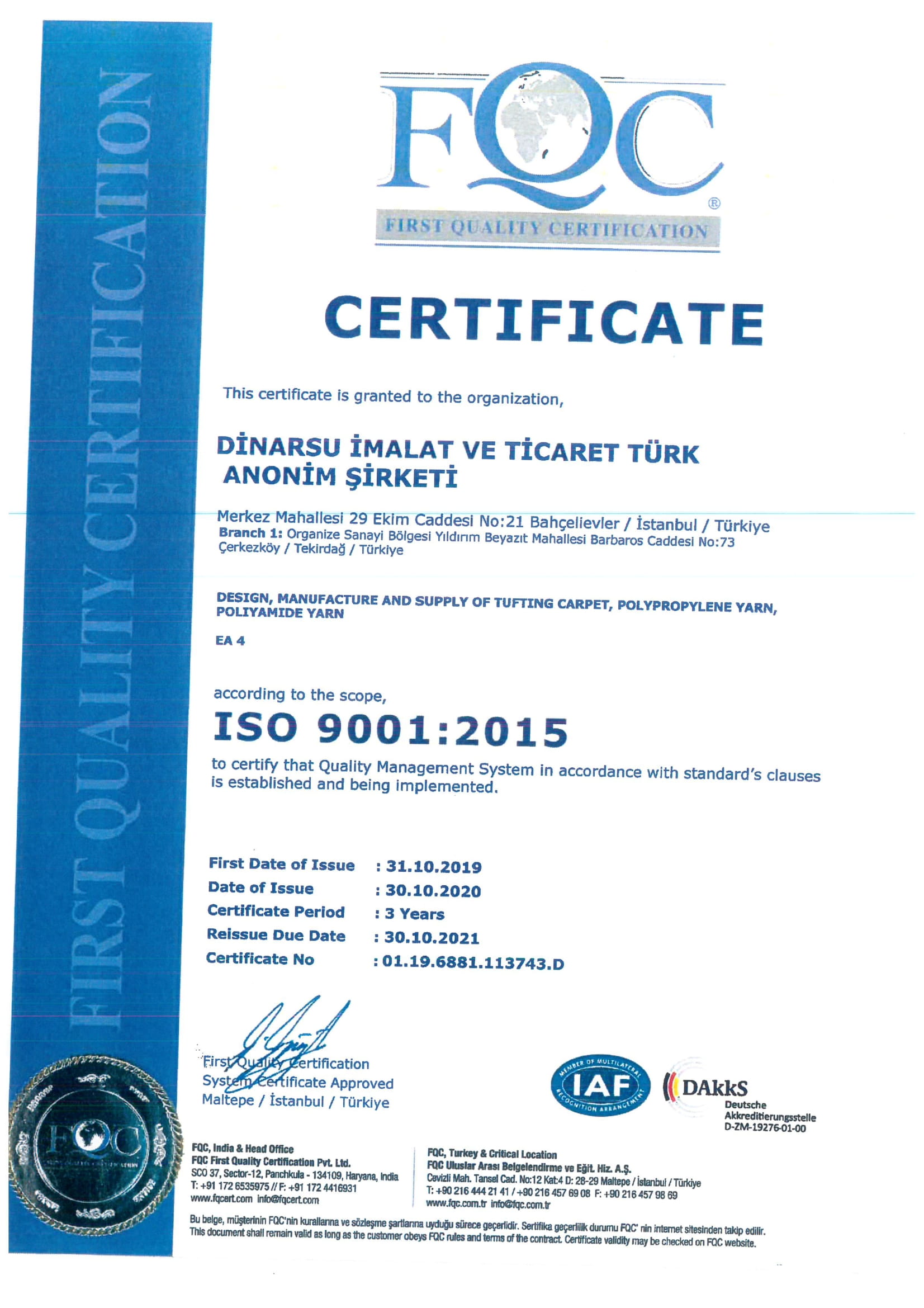 ISO 9001.2015 Sertifika 2021