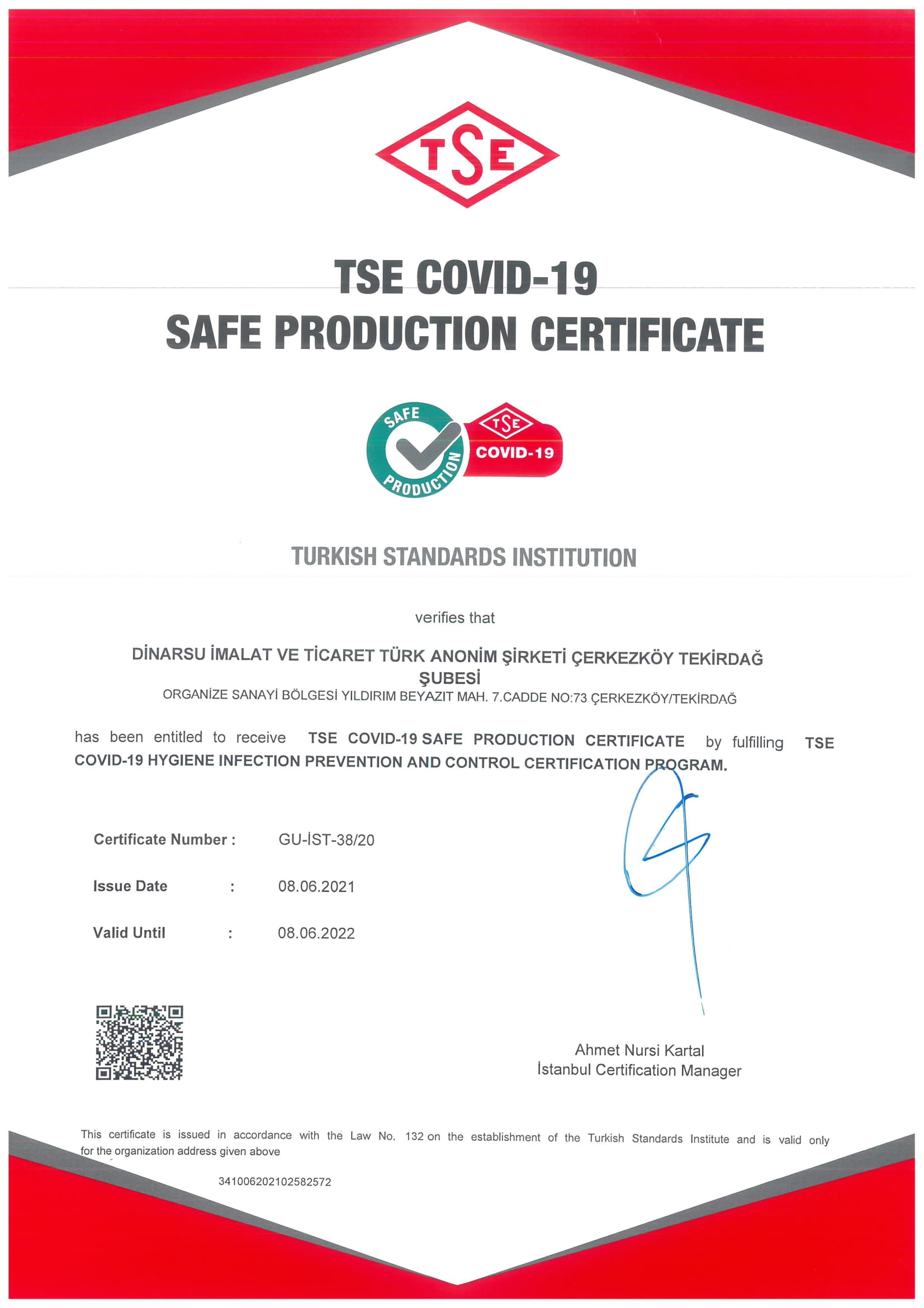 TSE COVID BELGESİ 2021