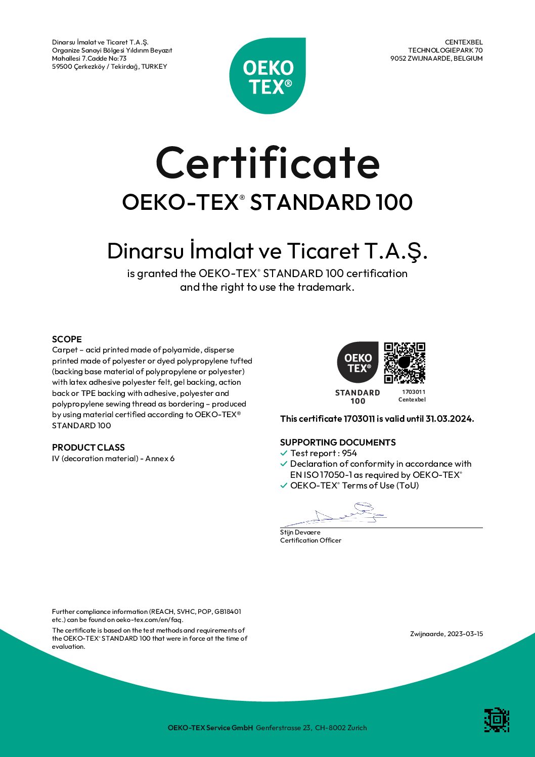 Oeko Tex sertifikası_2023